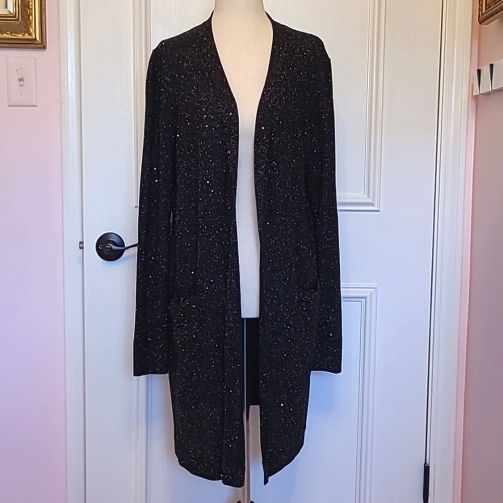 LAYFAYETTE black silver sequin open duster